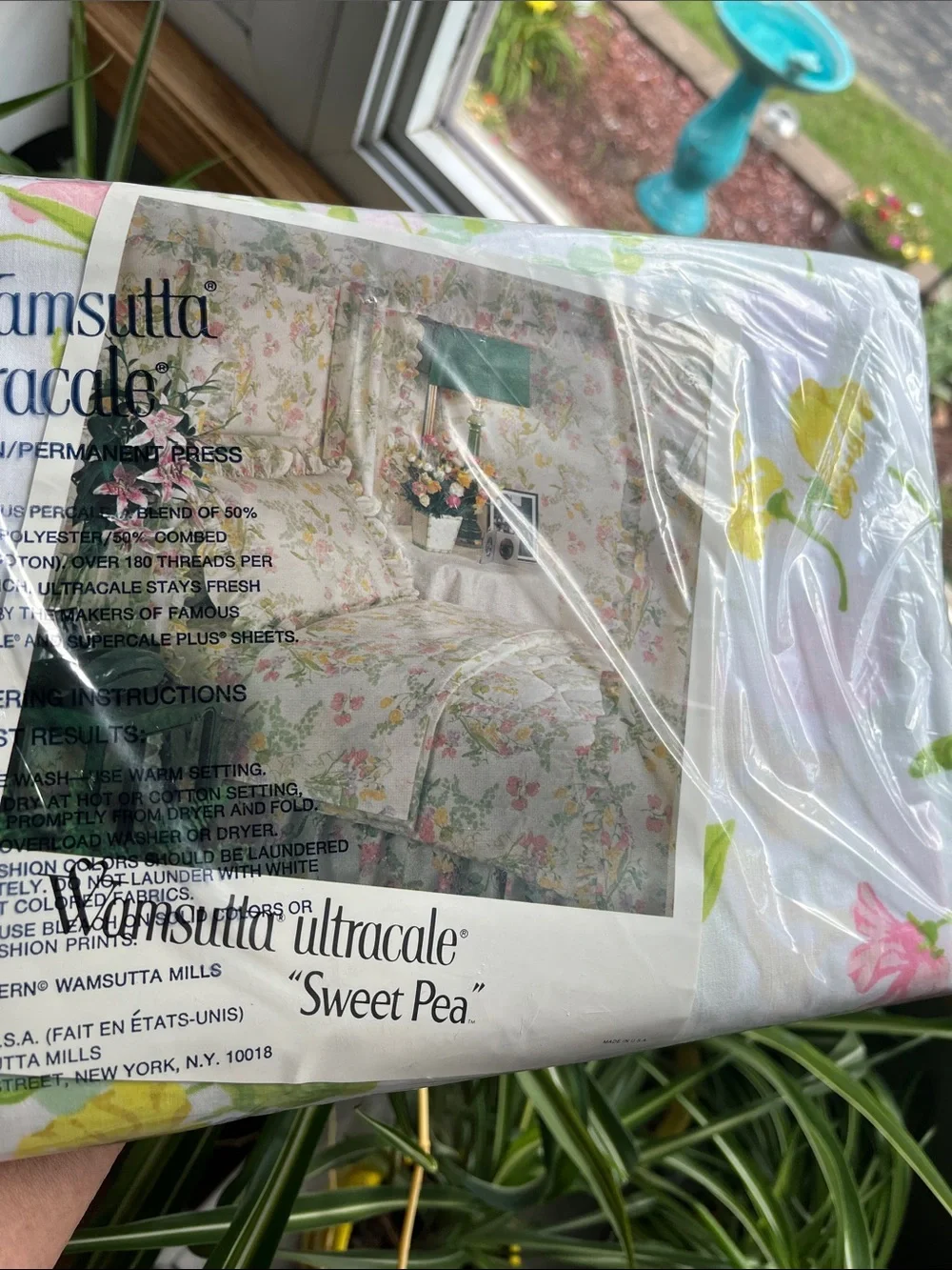 Vtg NIP Wamsutta Floral Sweet Pea No Iron Ultracale Queen Flat Sheet Made USA